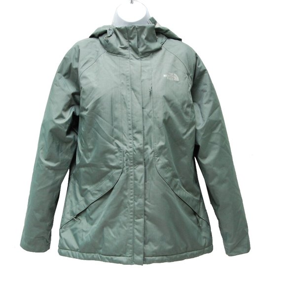 The North Face Womens Inlux Fleece Insulated Waterproof Hooded Jacket, Green, L - Picture 1 of 8